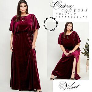 NEW Curvy Plus Blouson Maxi Dress Bohemian Belle Holiday Velvet Bestseller